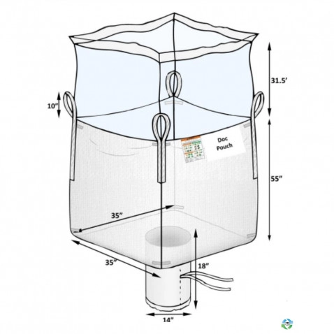 Bulk Bags - FIBC For Sale: New 35x35x55 Duffle Top Spout Bottom Bulk Bags FIBC New Jersey In New Jersey - image 2 Bulk Bags - FIBC For Sale: New 35x35x55 Duffle Top Spout Bottom Bulk Bags FIBC New Jersey In New Jersey - image 2
