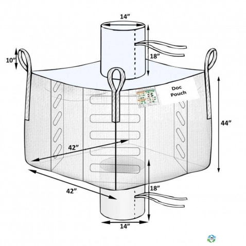Bulk Bags - FIBC For Sale: New 42x42x44 Spout Top Spout Bottom Baffle Bulk Bags FIBC New Jersey In New Jersey - image 1 Bulk Bags - FIBC For Sale: New 42x42x44 Spout Top Spout Bottom Baffle Bulk Bags FIBC New Jersey In New Jersey - image 1