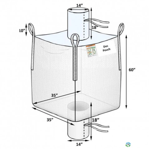Bulk Bags - FIBC For Sale: New 35x35x60 Spout Top Spout Bottom Bulk Bags FIBC New Jersey In New Jersey - image 1 Bulk Bags - FIBC For Sale: New 35x35x60 Spout Top Spout Bottom Bulk Bags FIBC New Jersey In New Jersey - image 1