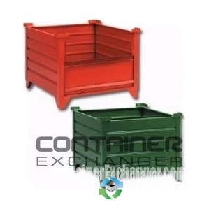 Metal Bins For Sale: NEW 36.5x31.5x30 Corrugated Solid Sided Metal Bulk Containers with Optional Doors Hopper Front Lugs Wisconsin In Wisconsin - image 1 Metal Bins For Sale: NEW 36.5x31.5x30 Corrugated Solid Sided Metal Bulk Containers with Optional Doors Hopper Front Lugs Wisconsin In Wisconsin - image 1