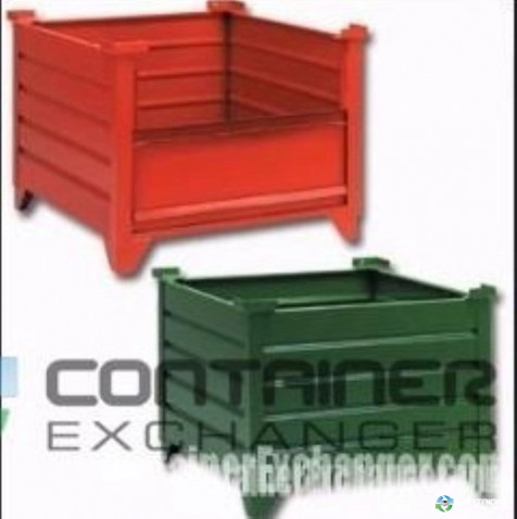 Metal Bins For Sale: NEW 49.5x49.5x30 Corrugated Solid Sided Metal Bulk Containers with Optional Doors Hopper Front Lugs Wisconsin In Wisconsin - image 1 Metal Bins For Sale: NEW 49.5x49.5x30 Corrugated Solid Sided Metal Bulk Containers with Optional Doors Hopper Front Lugs Wisconsin In Wisconsin - image 1