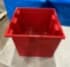 Stacking Totes For Sale: Used 19.5" x 15.5" x 13" Quantum Stack and Nest Totes- Red In - image 1 Stacking Totes For Sale: Used 19.5" x 15.5" x 13" Quantum Stack and Nest Totes- Red In - image 1