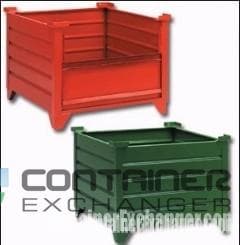 Metal Bins For Sale: NEW 31.5x25.5x30 Corrugated Solid Sided Metal Bulk Containers with Optional Doors Hopper Front Lugs In Wisconsin - image 1 Metal Bins For Sale: NEW 31.5x25.5x30 Corrugated Solid Sided Metal Bulk Containers with Optional Doors Hopper Front Lugs In Wisconsin - image 1