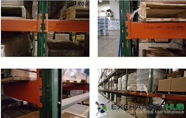 Pallet Racks For Sale: Used 44" x 28' Ridg-U-Rak Slotted Racks with 96" x 4.5" & 144" x 5" Beams, including Pallet Supports In New Jersey - image 1