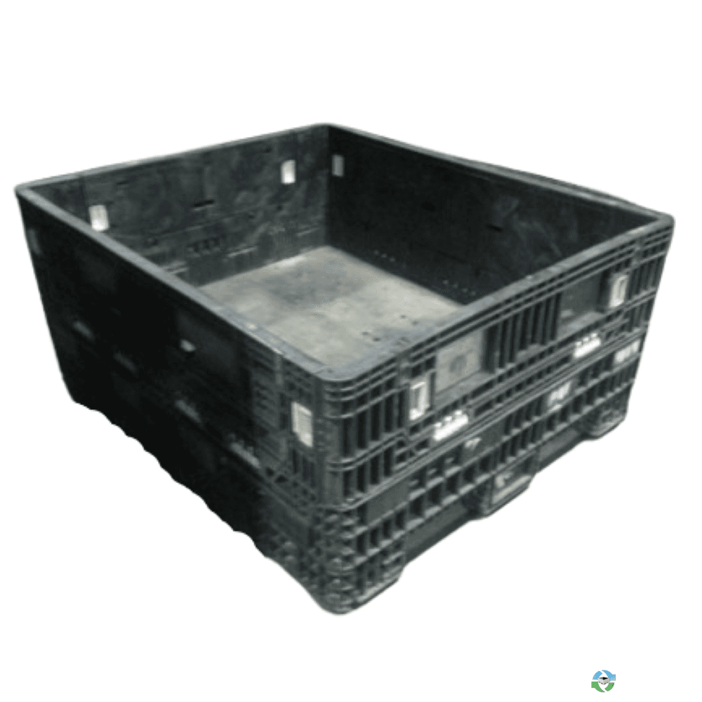 Pallet Containers For Sale: Used 57x48x25 Collapsible Bulk Containers with drop doors - Black In South Carolina - image 1 Pallet Containers For Sale: Used 57x48x25 Collapsible Bulk Containers with drop doors - Black In South Carolina - image 1