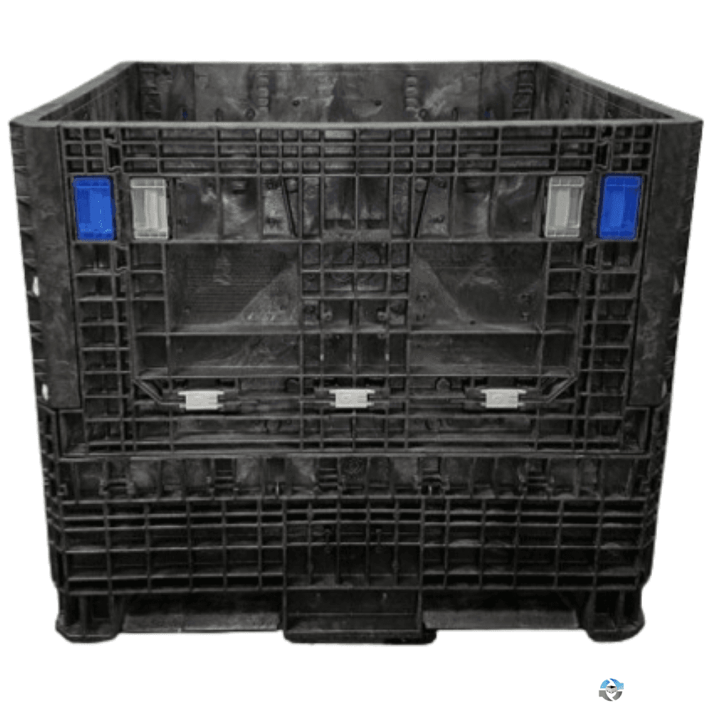 Pallet Containers For Sale: Used 45x48x42 Collapsible Bulk Containers with Drop Doors - Black and Mixed Colors Ohio In Ohio - image 1 Pallet Containers For Sale: Used 45x48x42 Collapsible Bulk Containers with Drop Doors - Black and Mixed Colors Ohio In Ohio - image 1
