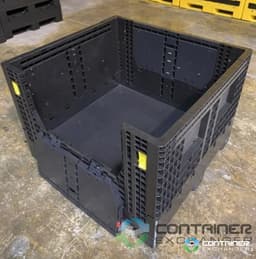 Pallet Containers For Sale: New Monoflo 48x44.5x34 Collapsible Bulk Boxes w. 2 drop doors - Black In Georgia - image  2 Pallet Containers For Sale: New Monoflo 48x44.5x34 Collapsible Bulk Boxes w. 2 drop doors - Black In Georgia - image  2