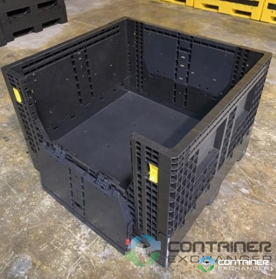 Pallet Containers For Sale: New Monoflo 48x44.5x34 Collapsible Bulk Boxes w. 2 drop doors - Black In Georgia - image  2 Pallet Containers For Sale: New Monoflo 48x44.5x34 Collapsible Bulk Boxes w. 2 drop doors - Black In Georgia - image  2