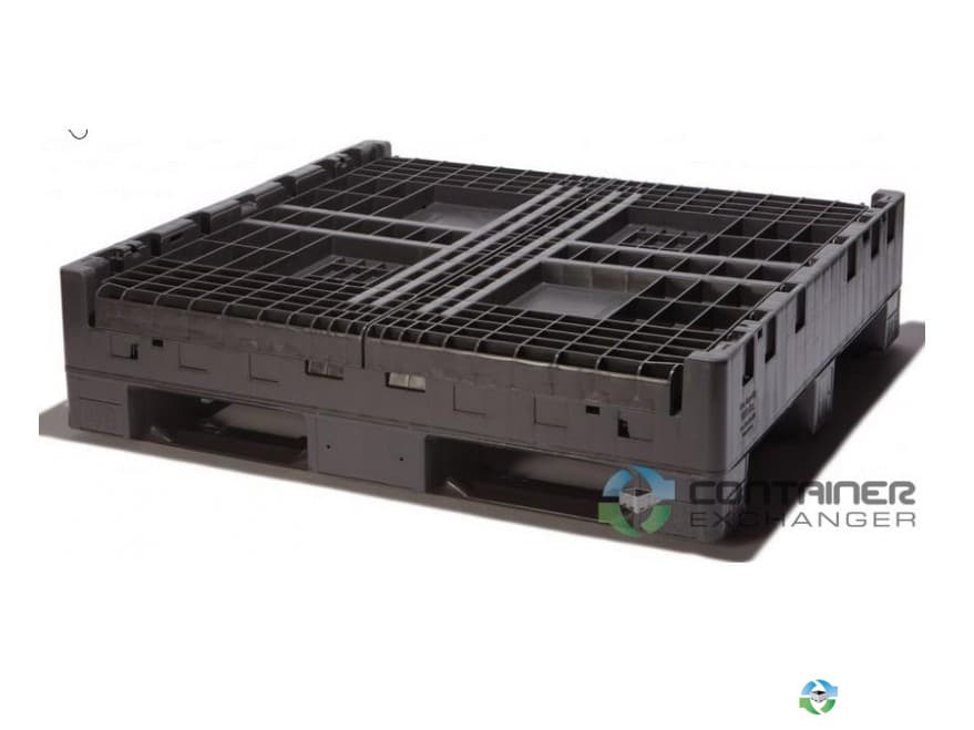 Pallet Containers For Sale: New Monoflo 48x44.5x34 Collapsible Bulk Boxes w. 2 drop doors - Black In Georgia - image  3 Pallet Containers For Sale: New Monoflo 48x44.5x34 Collapsible Bulk Boxes w. 2 drop doors - Black In Georgia - image  3