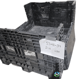 Pallet Containers For Sale: Used 57x48x34 Collapsible Plastic Pallet Containers with 2 Drop Doors- Black Indiana In Indiana - image  1 Pallet Containers For Sale: Used 57x48x34 Collapsible Plastic Pallet Containers with 2 Drop Doors- Black Indiana In Indiana - image  1