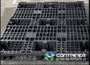 Plastic Pallets For Sale: Used 47.5x37.5x6 Black Nestable Plastic Pallets In Indiana - image 1 Plastic Pallets For Sale: Used 47.5x37.5x6 Black Nestable Plastic Pallets In Indiana - image 1