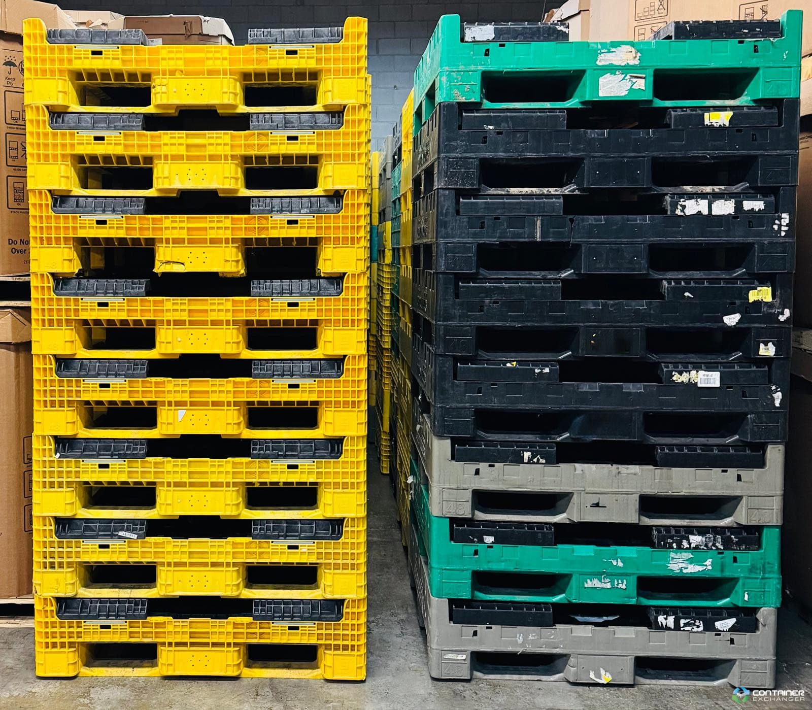 Pallet Containers For Sale: Used 45x48x25 Collapsible Bulk Containers with Drop Doors Mix Colors Ontario In Ontario - image 4 Pallet Containers For Sale: Used 45x48x25 Collapsible Bulk Containers with Drop Doors Mix Colors Ontario In Ontario - image 4