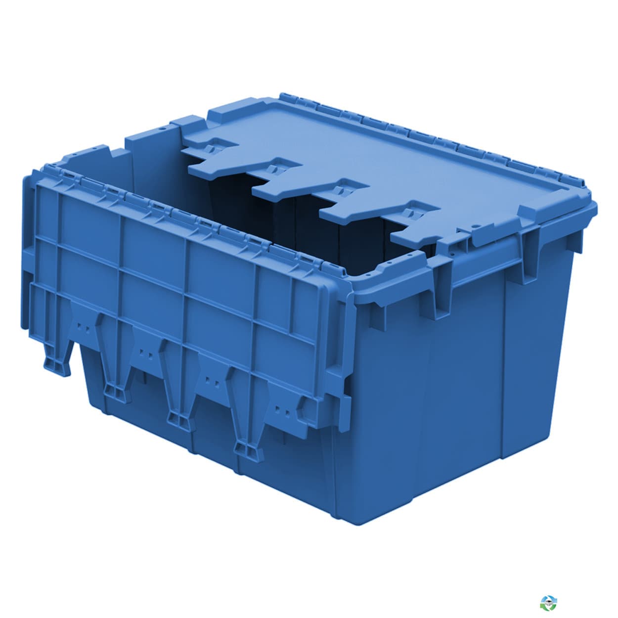 Stack & Nest Totes For Sale: New Buckhorn 21x15x12 New Blue Attached Lid Container TruckLoad Sale Ohio In Ohio - image 1 Stack & Nest Totes For Sale: New Buckhorn 21x15x12 New Blue Attached Lid Container TruckLoad Sale Ohio In Ohio - image 1