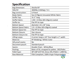 Bulk Bags - FIBC For Sale: NEW 35x35x70 Bulk Bags Duffle Top Spout Bottom Uncoated New Jersey In New Jersey - image 2 Bulk Bags - FIBC For Sale: NEW 35x35x70 Bulk Bags Duffle Top Spout Bottom Uncoated New Jersey In New Jersey - image 2