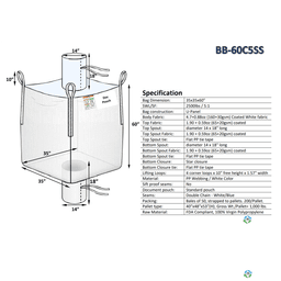 Bulk Bags - FIBC For Sale: NEW 35x35x60 Spout Top Spout Bottom Bulk Bags Coated New Jersey In New Jersey - image 1 Bulk Bags - FIBC For Sale: NEW 35x35x60 Spout Top Spout Bottom Bulk Bags Coated New Jersey In New Jersey - image 1