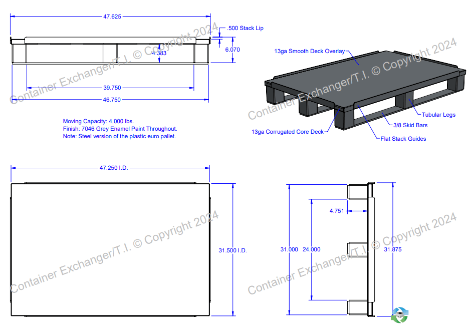 Metal Pallets For Sale: NEW 47.63" x 31.87" CUSTOM STEEL PALLET In Wisconsin - image  3 Metal Pallets For Sale: NEW 47.63" x 31.87" CUSTOM STEEL PALLET In Wisconsin - image  3