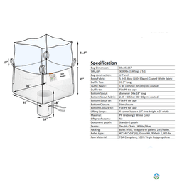 Bulk Bags - FIBC For Sale: NEW 35x35x35 Duffle Top Spout Bottom Bulk Bags Coated New Jersey In New Jersey - image 1 Bulk Bags - FIBC For Sale: NEW 35x35x35 Duffle Top Spout Bottom Bulk Bags Coated New Jersey In New Jersey - image 1