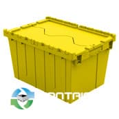 Stack & Nest Totes For Sale: New 21.9x15.2x12.8 Attached Lid Container Traction Bottom Yellow In Ontario - image 1 Stack & Nest Totes For Sale: New 21.9x15.2x12.8 Attached Lid Container Traction Bottom Yellow In Ontario - image 1