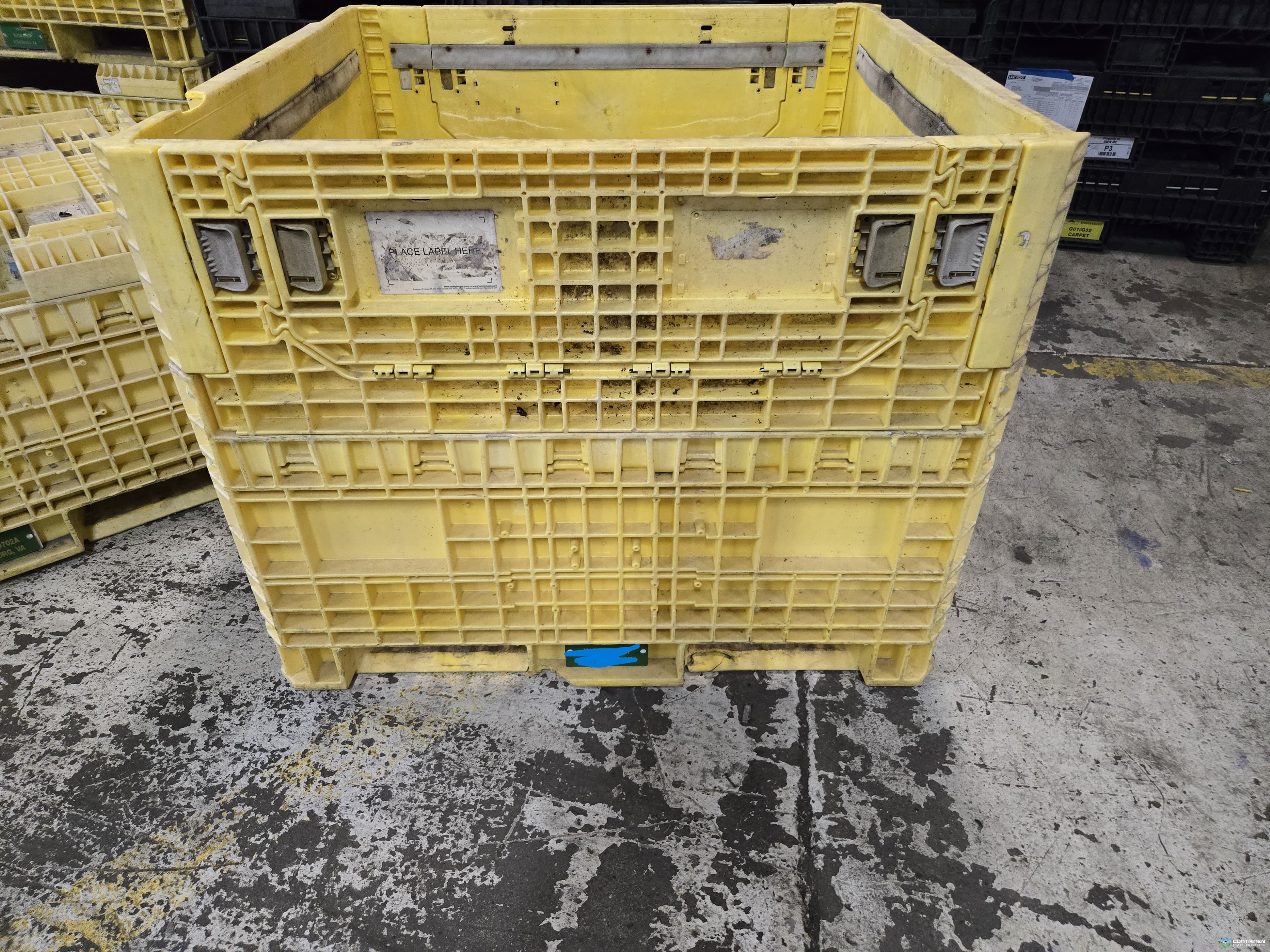 Pallet Containers For Sale: Refurbished 45x48x39 Collapsible Bulk Containers Yellow 2 Drop Downs Ohio In Ohio - image 2 Pallet Containers For Sale: Refurbished 45x48x39 Collapsible Bulk Containers Yellow 2 Drop Downs Ohio In Ohio - image 2