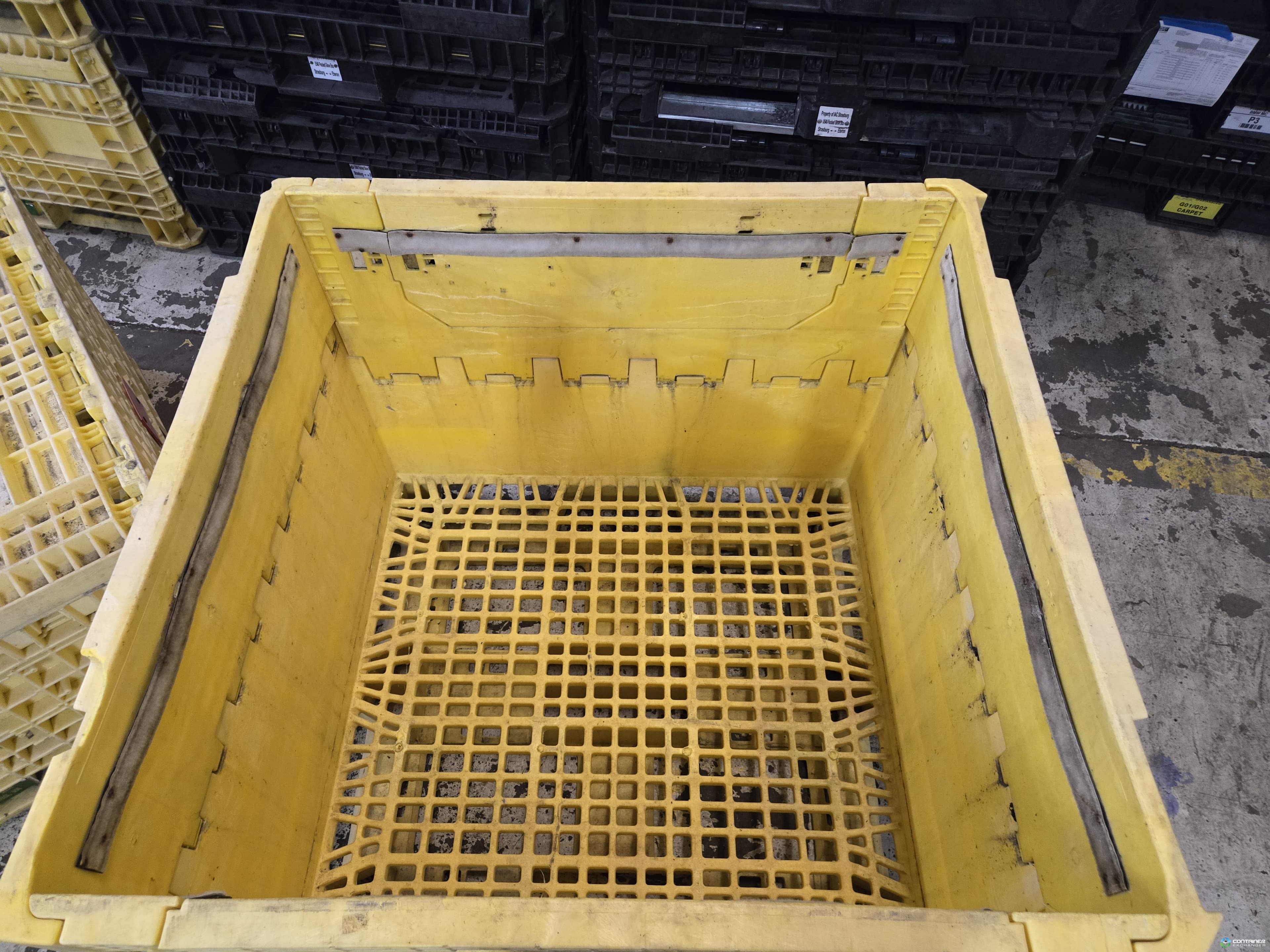 Pallet Containers For Sale: Refurbished 45x48x39 Collapsible Bulk Containers Yellow 2 Drop Downs Ohio In Ohio - image 3 Pallet Containers For Sale: Refurbished 45x48x39 Collapsible Bulk Containers Yellow 2 Drop Downs Ohio In Ohio - image 3