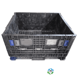 Pallet Containers For Sale: Refurbished 45x48x25 Collapsible Bulk Containers All Black with Drop Doors Ohio In Ohio - image 1 Pallet Containers For Sale: Refurbished 45x48x25 Collapsible Bulk Containers All Black with Drop Doors Ohio In Ohio - image 1