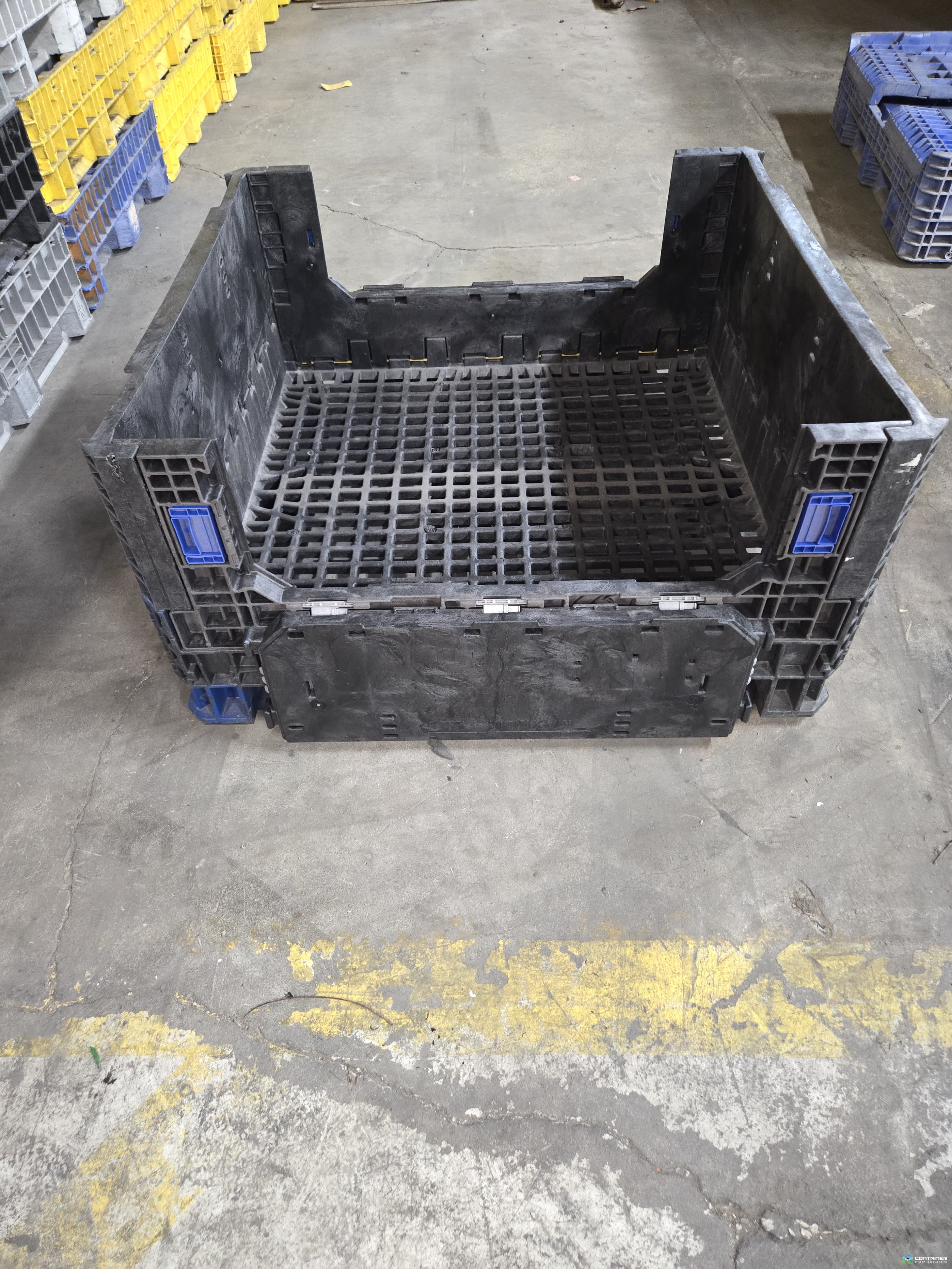 Pallet Containers For Sale: Refurbished 45x48x25 Collapsible Bulk Containers All Black with Drop Doors Ohio In Ohio - image 2 Pallet Containers For Sale: Refurbished 45x48x25 Collapsible Bulk Containers All Black with Drop Doors Ohio In Ohio - image 2