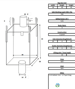 Bulk Bags - FIBC For Sale: New 38x46x34 Spout Top and Bottom Bulk Bags Pennsylvania In Pennsylvania - image 1 Bulk Bags - FIBC For Sale: New 38x46x34 Spout Top and Bottom Bulk Bags Pennsylvania In Pennsylvania - image 1