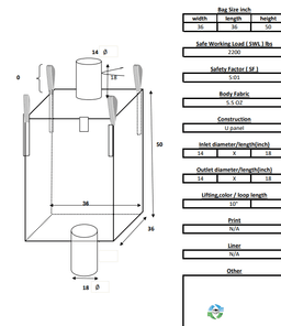 Bulk Bags - FIBC For Sale: New 36x36x50 Spout Top and Bottom Bulk Bags In Pennsylvania - image 1 Bulk Bags - FIBC For Sale: New 36x36x50 Spout Top and Bottom Bulk Bags In Pennsylvania - image 1