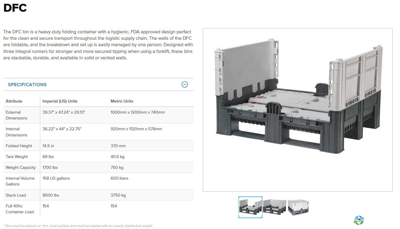 Pallet Containers For Sale: NEW 48x40x29H COLLAPSIBLE BULK BIN FDA APPROVED MICHIGAN In Michigan - image 3 Pallet Containers For Sale: NEW 48x40x29H COLLAPSIBLE BULK BIN FDA APPROVED MICHIGAN In Michigan - image 3