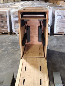 Wood Crates For Sale: Used 34x26x52 Wood Crates with Removable Padding and Shelf Installed Florida In Florida - image 2 Wood Crates For Sale: Used 34x26x52 Wood Crates with Removable Padding and Shelf Installed Florida In Florida - image 2