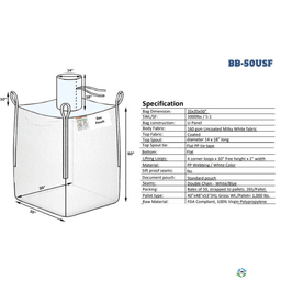 Bulk Bags - FIBC For Sale: New 35x35x50 Spout Top; Flat Bottom, U-Panel Bulk Bags NJ, CA and GA In New Jersey - image  1 Bulk Bags - FIBC For Sale: New 35x35x50 Spout Top; Flat Bottom, U-Panel Bulk Bags NJ, CA and GA In New Jersey - image  1
