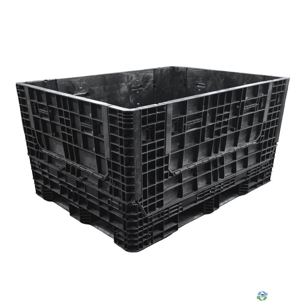 Pallet Containers For Sale: Used Buckhorn 64x48x34 Collapsible Bulk Containers 4 Drop Doors Black In Ohio - image 1 Pallet Containers For Sale: Used Buckhorn 64x48x34 Collapsible Bulk Containers 4 Drop Doors Black In Ohio - image 1