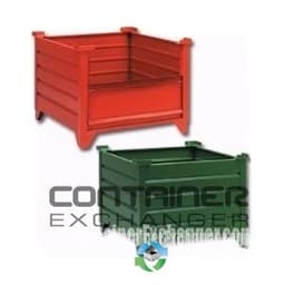 Metal Bins For Sale: NEW 36.5x31.5x30 Corrugated Solid Sided Metal Bulk Containers with Optional Doors Hopper Front Lugs Wisconsin In Wisconsin - image  1 Metal Bins For Sale: NEW 36.5x31.5x30 Corrugated Solid Sided Metal Bulk Containers with Optional Doors Hopper Front Lugs Wisconsin In Wisconsin - image  1