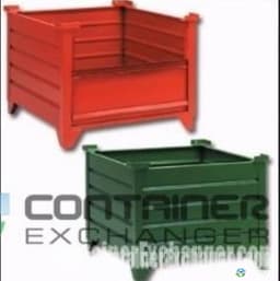 Metal Bins For Sale: NEW 49.5x49.5x30 Corrugated Solid Sided Metal Bulk Containers with Optional Doors Hopper Front Lugs Wisconsin In Wisconsin - image  1 Metal Bins For Sale: NEW 49.5x49.5x30 Corrugated Solid Sided Metal Bulk Containers with Optional Doors Hopper Front Lugs Wisconsin In Wisconsin - image  1