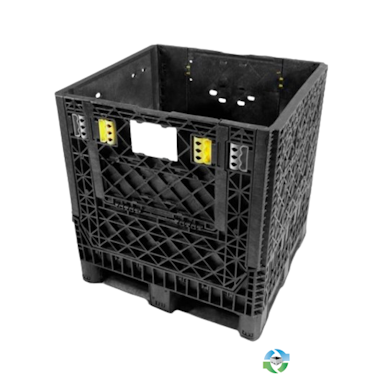 Pallet Containers For Sale: New Triple Diamond 30x32x34 Collapsible Bulk Boxes with 2 Drop Doors Black Indiana In Indiana - image 1