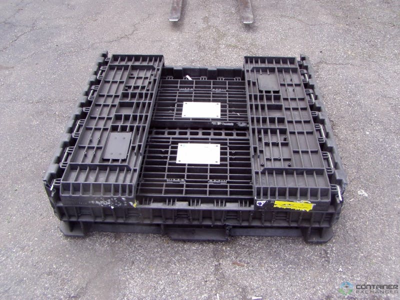 Pallet Containers For Sale: Used 45x48x25 Collapsible Bulk Containers - 2 Drop Doors - Black In Mississippi - image 2
