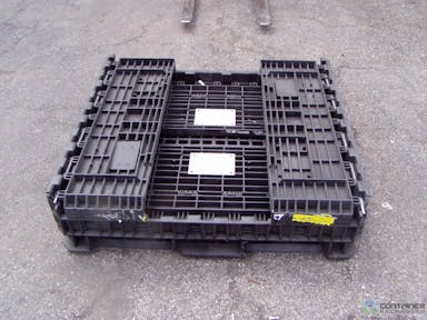 Pallet Containers For Sale: Used 45x48x25 Collapsible Bulk Containers - 2 Drop Doors - Black In Mississippi - image 2