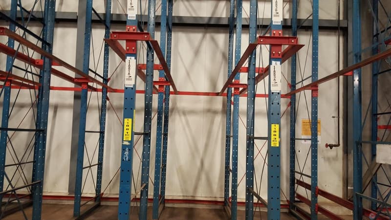 Drive-In Racks For Sale: 3 Deep drive in, floor + 2/3 levels, 130 Bays, 1,200 pallet positions, 26' uprights In null - image 1 Drive-In Racks For Sale: 3 Deep drive in, floor + 2/3 levels, 130 Bays, 1,200 pallet positions, 26' uprights In null - image 1