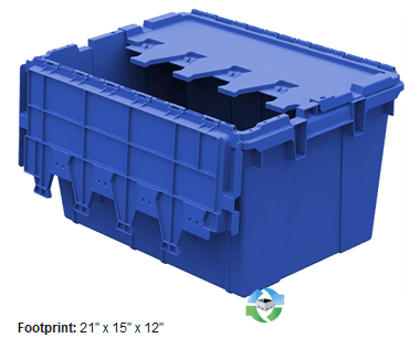 Stack & Nest Totes For Sale: New 21.8x15.2x12.5 Stack and Nest Totes with Attached Lids In Ohio - image 1 Stack & Nest Totes For Sale: New 21.8x15.2x12.5 Stack and Nest Totes with Attached Lids In Ohio - image 1