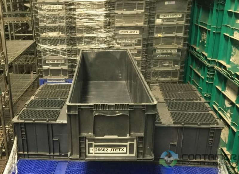 Used Stackable Plastic Totes Used 48x15x11 Stacking Totes In Texas | Container Exchanger