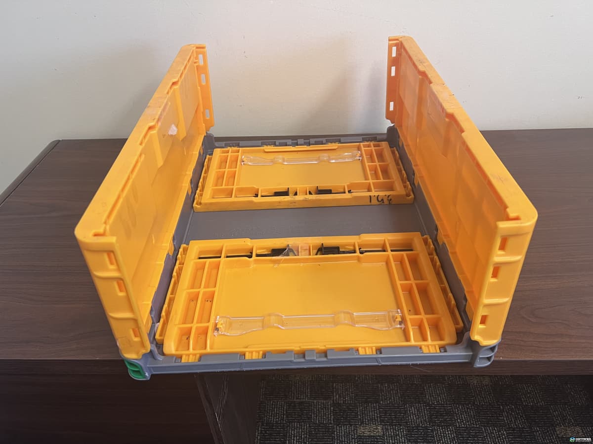 Used Stackable Plastic Totes Clearance pricing! Used 19x15x7.25 Collapsible Plastic Stacking Totes ...