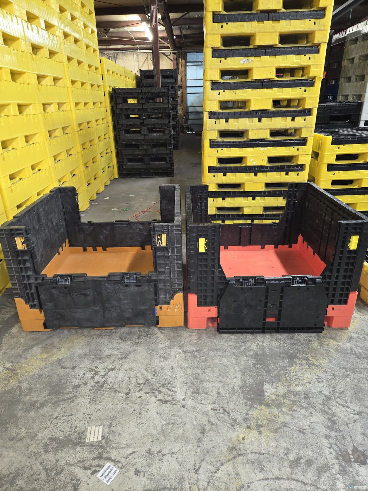 Refurbished 45x48x34 Collapsible Bulk Container with 2 Drop Doors on 48 ...