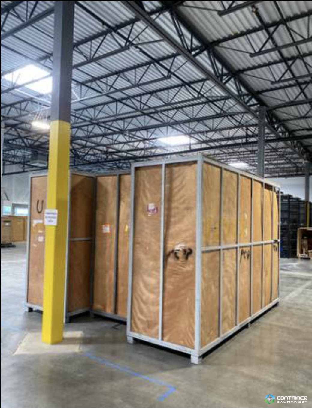 Used 139x45x100 3 Oversized Wood Crates Shipping Containers
