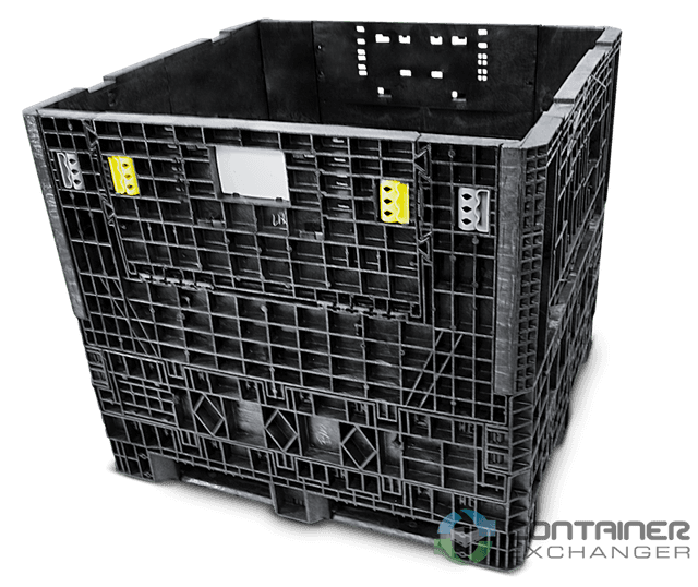 D Containers New 45x48x42 Collapsible Bulk Containers with 2 Drop Doors Black In ...
